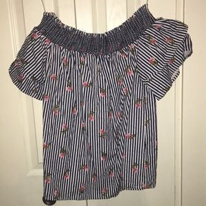 Off the shoulder striped top